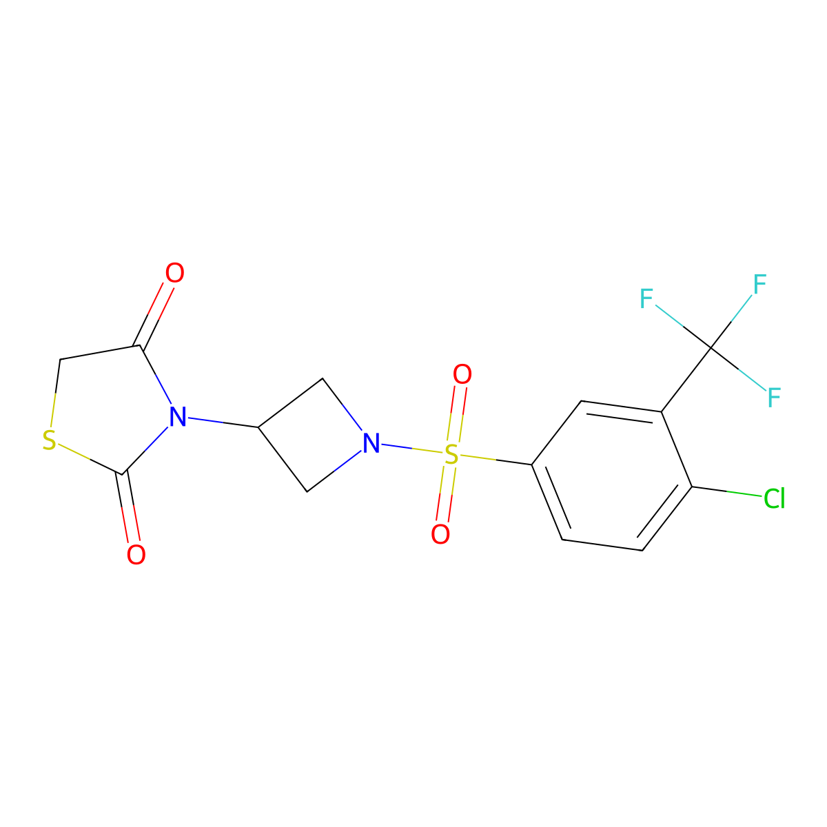 3-(1-((4-Chloro-3-(trifluoromethyl)phenyl)sulfonyl)azetidin-3-yl)thiazolidine-2,4-dione molecular structure, CAS 1795086-16-6