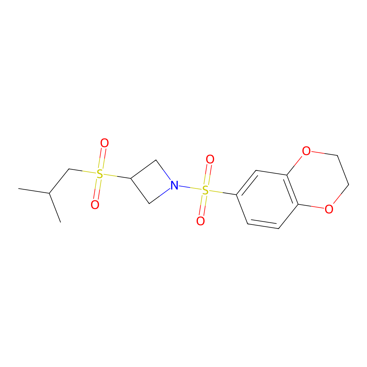 1-((2,3-Dihydrobenzo[b][1,4]dioxin-6-yl)sulfonyl)-3-(isobutylsulfonyl)azetidine molecular structure, CAS 1795086-36-0