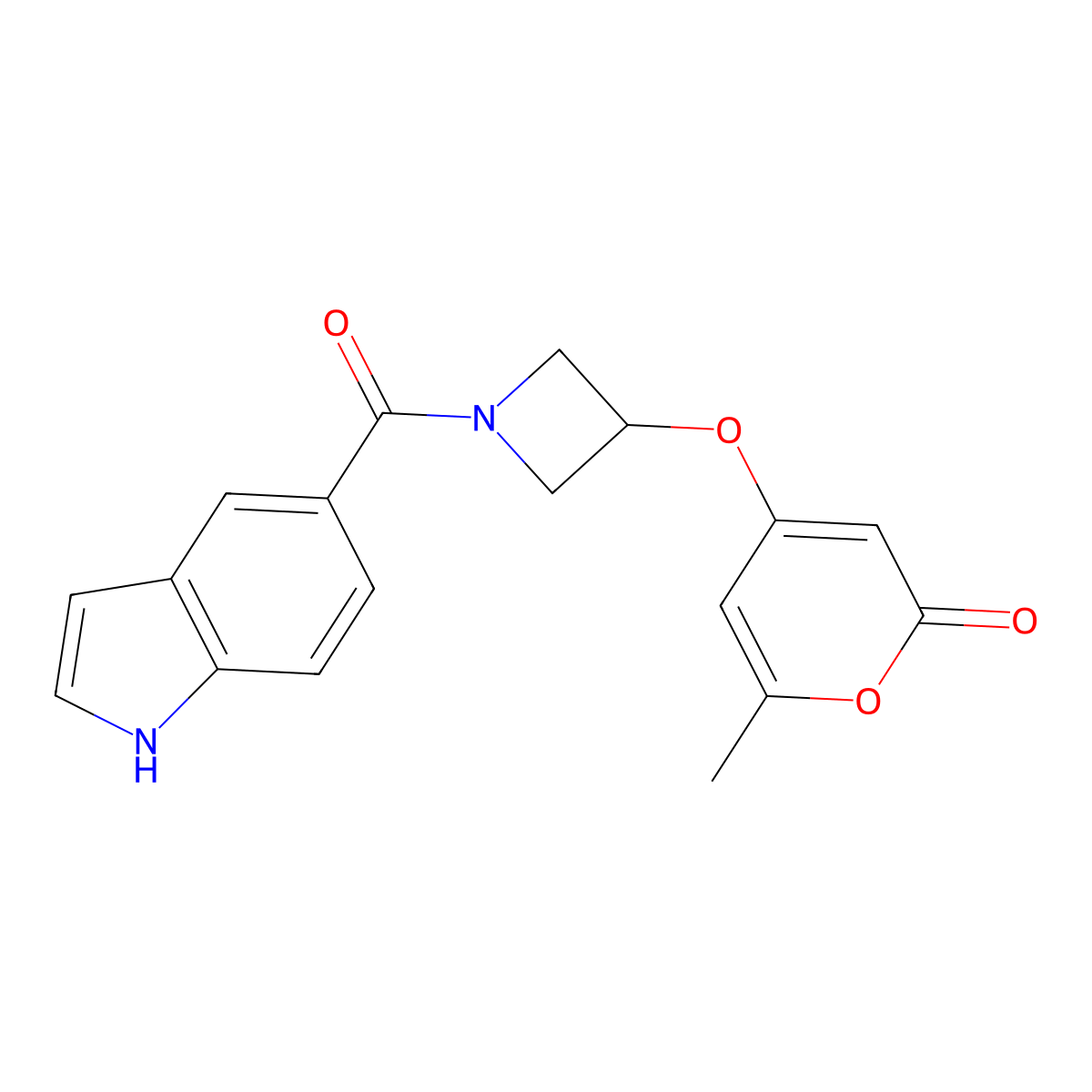 4-{[1-(1H-indole-5-carbonyl)azetidin-3-yl]oxy}-6-methyl-2H-pyran-2-one molecular structure, CAS 1795086-43-9