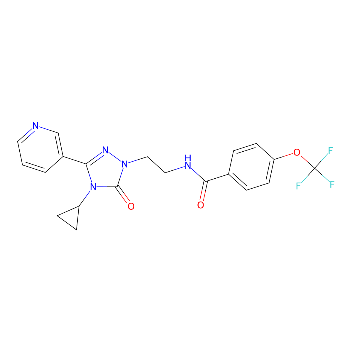 N-{2-[4-cyclopropyl-5-oxo-3-(pyridin-3-yl)-4,5-dihydro-1H-1,2,4-triazol-1-yl]ethyl}-4-(trifluoromethoxy)benzamide molecular structure, CAS 1795086-63-3