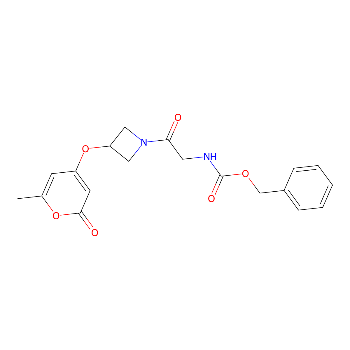 benzyl (2-(3-((6-methyl-2-oxo-2H-pyran-4-yl)oxy)azetidin-1-yl)-2-oxoethyl)carbamate molecular structure, CAS 1795086-64-4