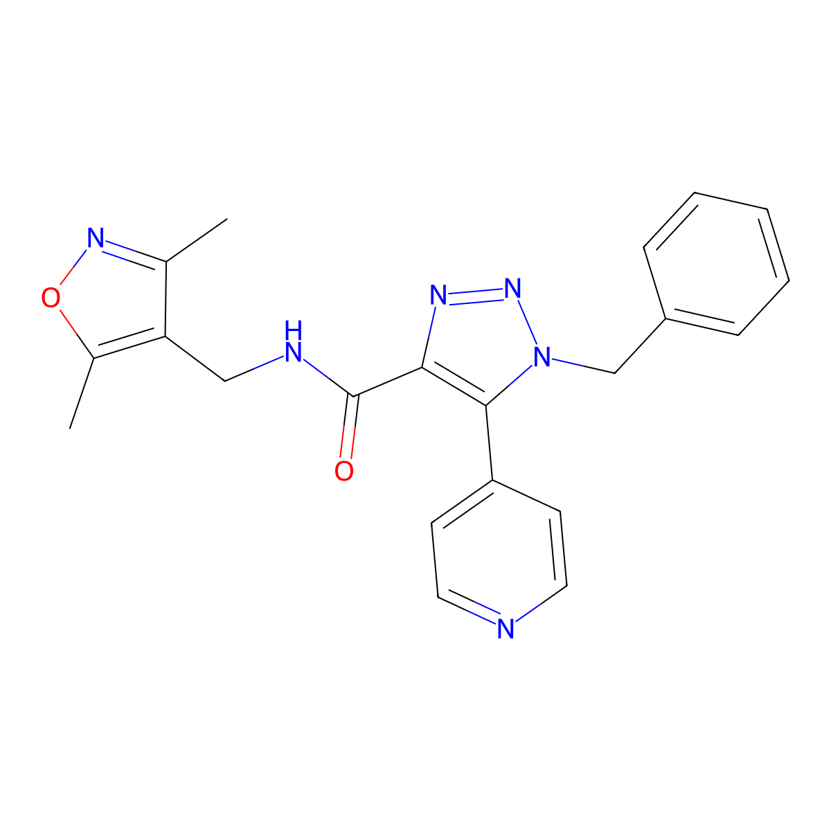 1-benzyl-N-((3,5-dimethylisoxazol-4-yl)methyl)-5-(pyridin-4-yl)-1H-1,2,3-triazole-4-carboxamide molecular structure, CAS 1795086-69-9