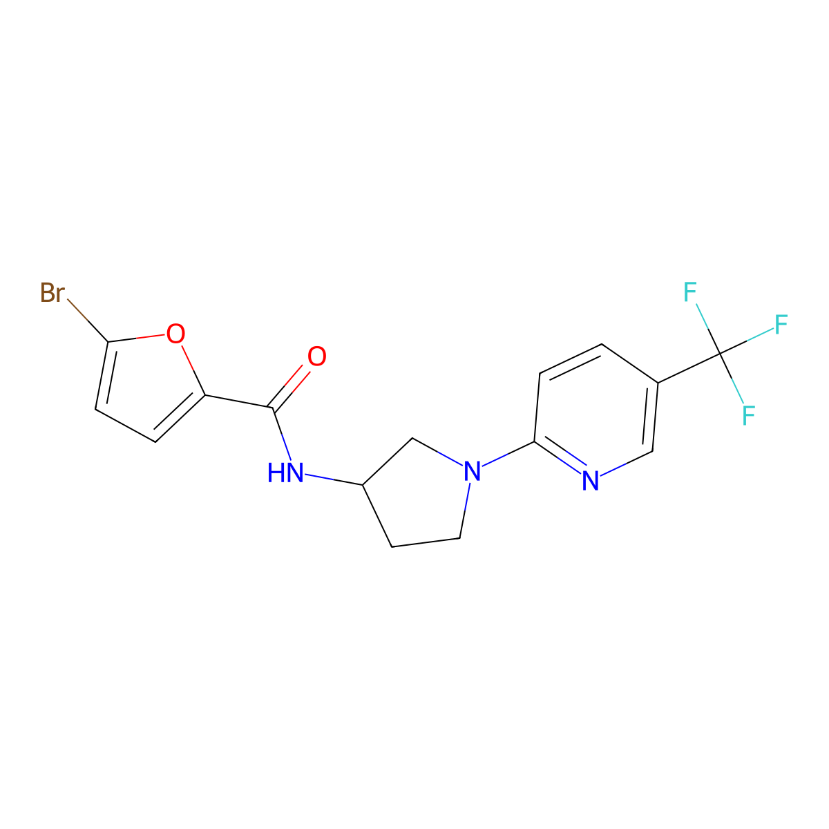 5-bromo-N-(1-(5-(trifluoromethyl)pyridin-2-yl)pyrrolidin-3-yl)furan-2-carboxamide molecular structure, CAS 1795086-75-7