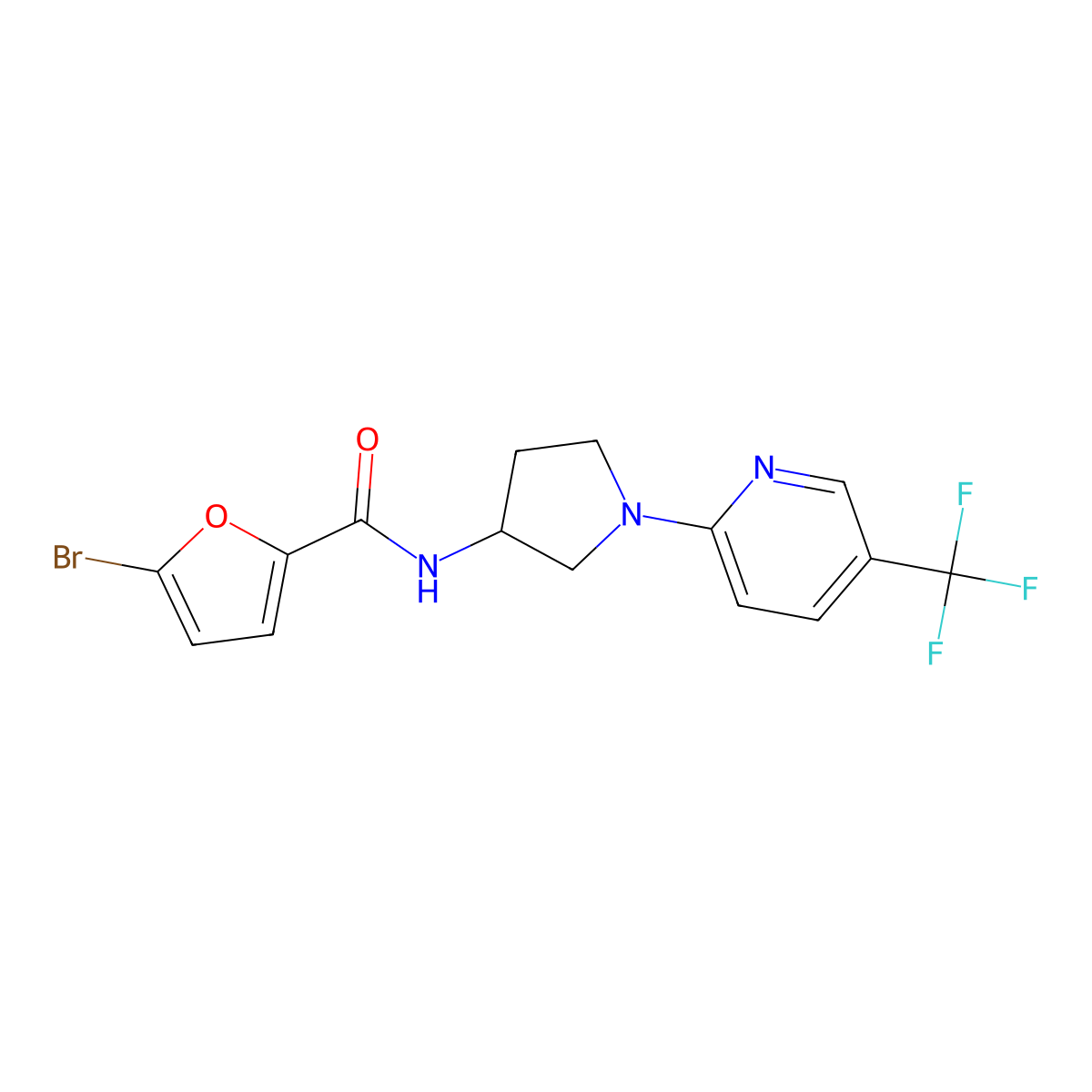 5-bromo-N-(1-(5-(trifluoromethyl)pyridin-2-yl)pyrrolidin-3-yl)furan-2-carboxamide molecular structure, CAS 1795086-75-7