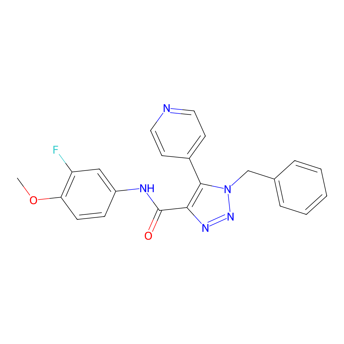 1-benzyl-N-(3-fluoro-4-methoxyphenyl)-5-(pyridin-4-yl)-1H-1,2,3-triazole-4-carboxamide molecular structure, CAS 1795086-80-4