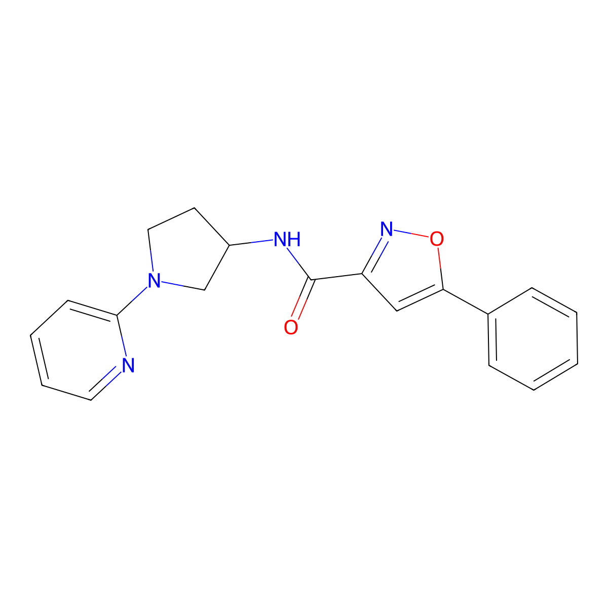 5-phenyl-N-(1-(pyridin-2-yl)pyrrolidin-3-yl)isoxazole-3-carboxamide molecular structure, CAS 1795086-90-6