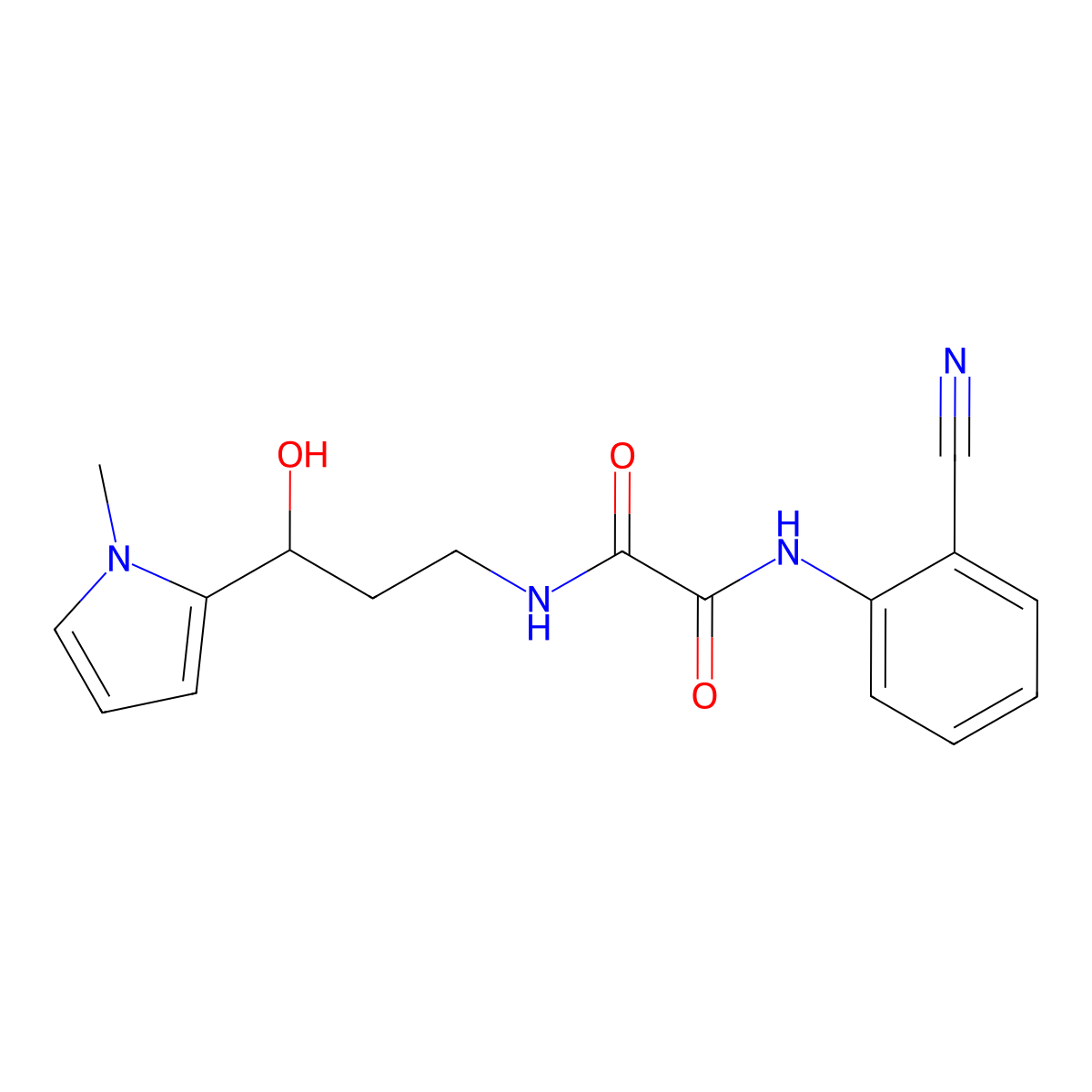 N1-(2-cyanophenyl)-N2-(3-hydroxy-3-(1-methyl-1H-pyrrol-2-yl)propyl)oxalamide molecular structure, CAS 1795086-91-7