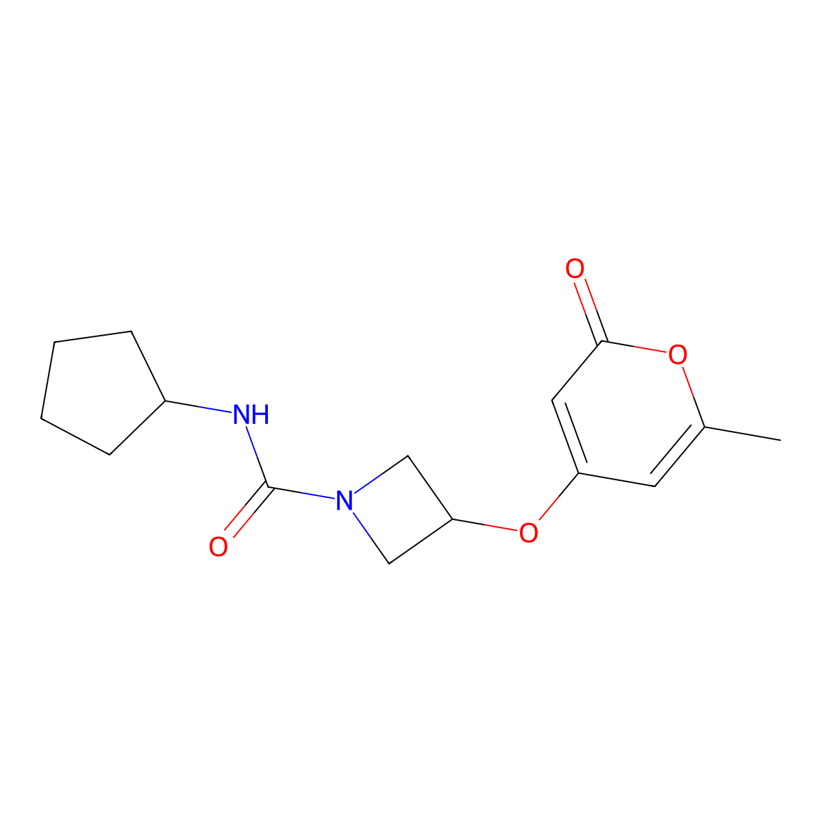 N-cyclopentyl-3-((6-methyl-2-oxo-2H-pyran-4-yl)oxy)azetidine-1-carboxamide molecular structure, CAS 1795086-92-8