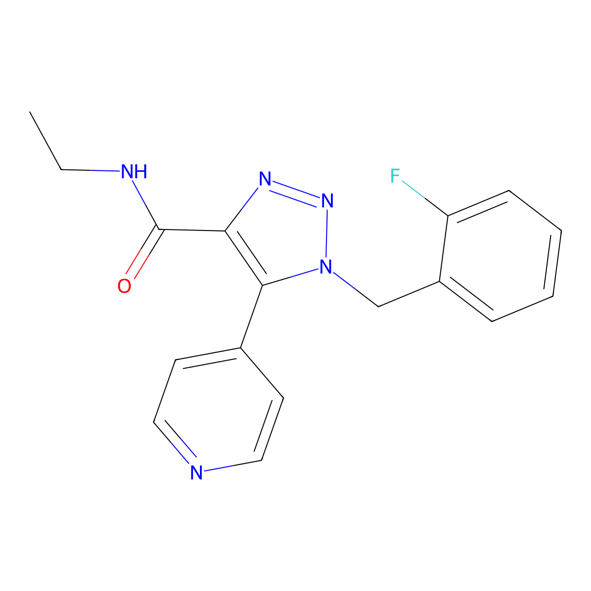 N-ethyl-1-(2-fluorobenzyl)-5-pyridin-4-yl-1H-1,2,3-triazole-4-carboxamide molecular structure, CAS 1795086-94-0