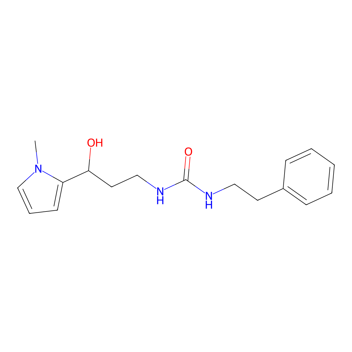 1-(3-hydroxy-3-(1-methyl-1H-pyrrol-2-yl)propyl)-3-phenethylurea molecular structure, CAS 1795086-98-4