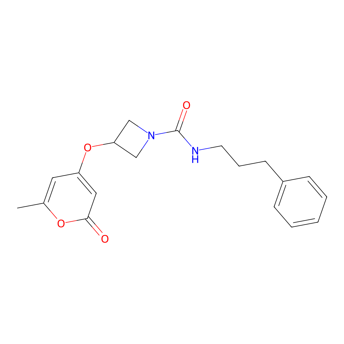 3-[(6-methyl-2-oxo-2H-pyran-4-yl)oxy]-N-(3-phenylpropyl)azetidine-1-carboxamide molecular structure, CAS 1795087-00-1