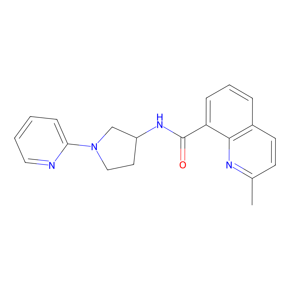 2-methyl-N-[1-(pyridin-2-yl)pyrrolidin-3-yl]quinoline-8-carboxamide molecular structure, CAS 1795087-02-3