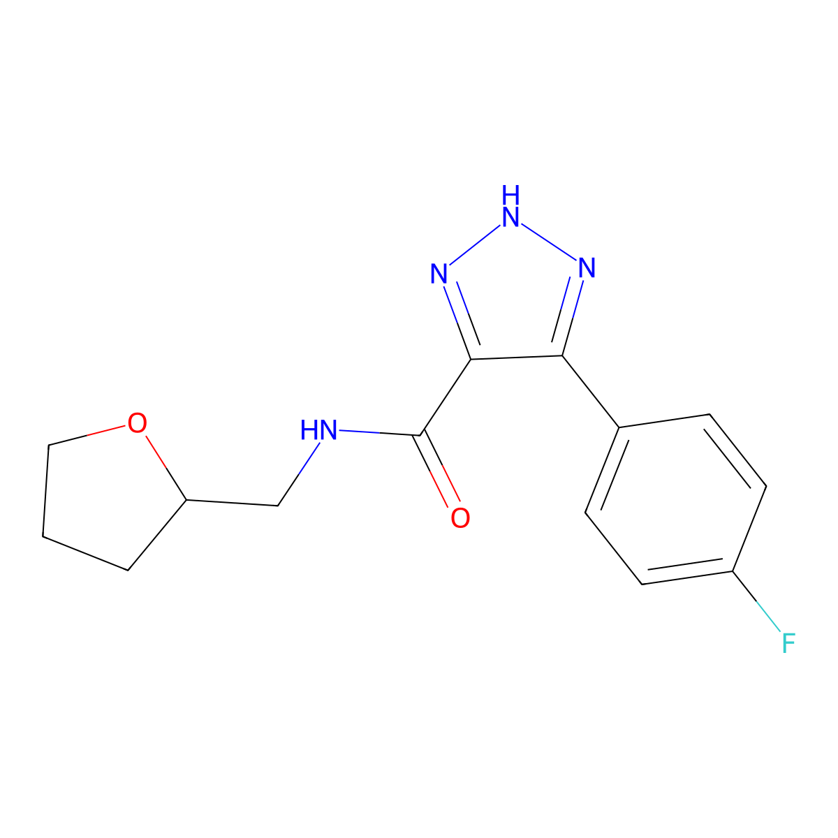 4-(4-fluorophenyl)-N-((tetrahydrofuran-2-yl)methyl)-1H-1,2,3-triazole-5-carboxamide molecular structure, CAS 1795087-10-3