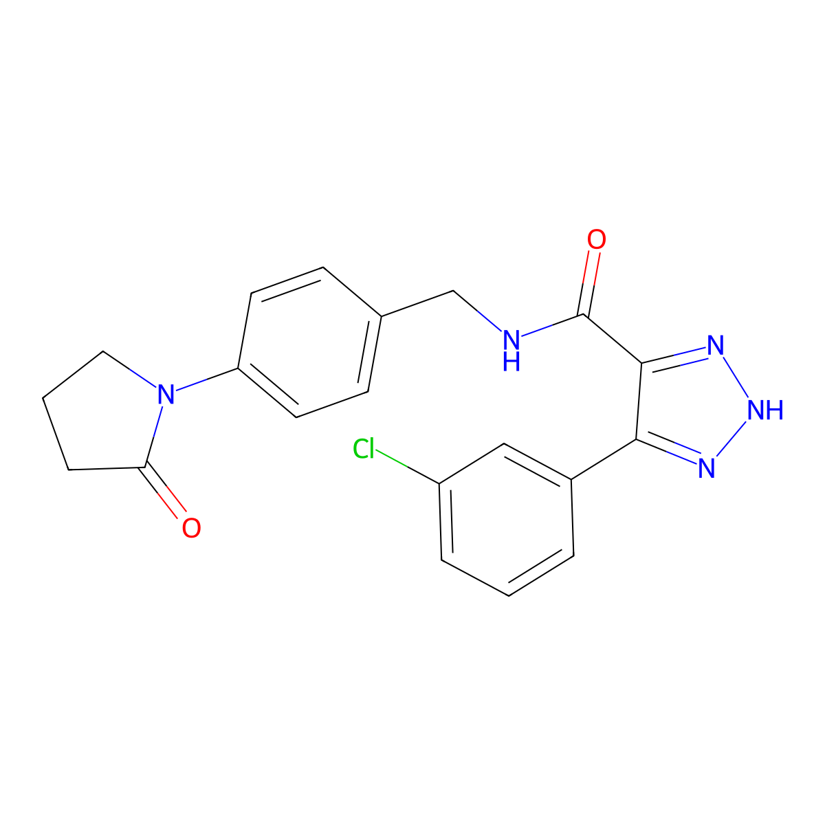 4-(3-chlorophenyl)-N-(4-(2-oxopyrrolidin-1-yl)benzyl)-1H-1,2,3-triazole-5-carboxamide molecular structure, CAS 1795087-24-9
