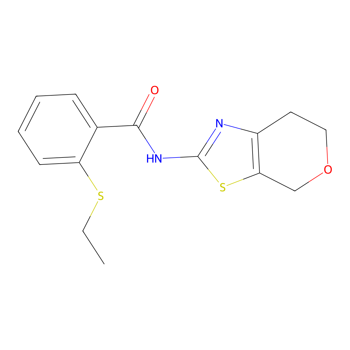 N-(6,7-dihydro-4H-pyrano[4,3-d]thiazol-2-yl)-2-(ethylthio)benzamide molecular structure, CAS 1795087-28-3