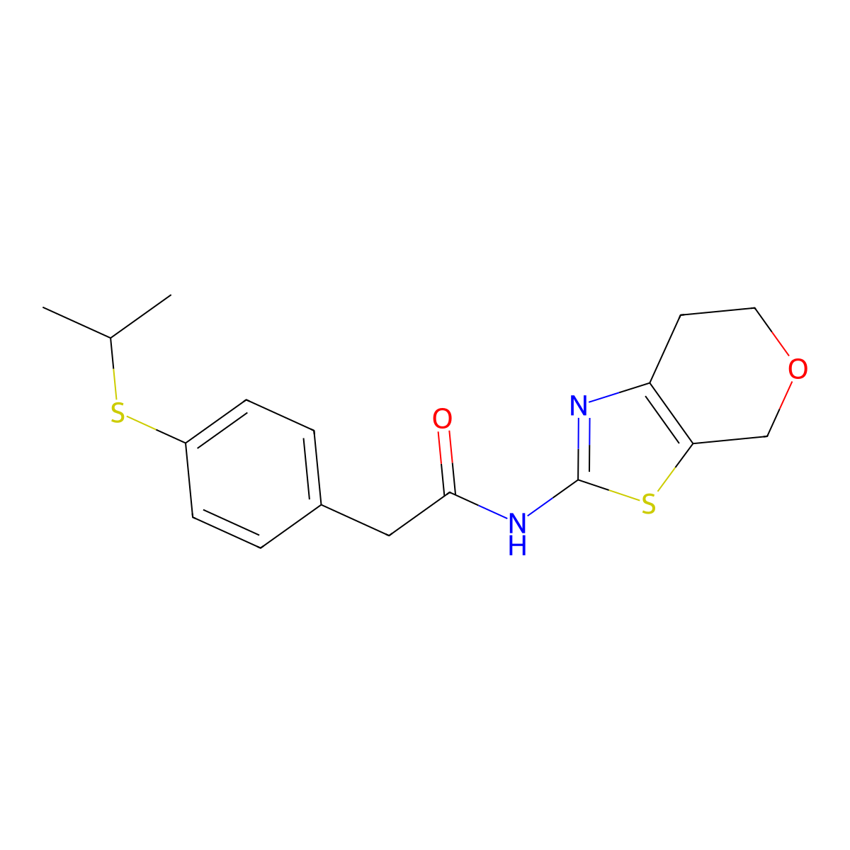 N-(6,7-dihydro-4H-pyrano[4,3-d]thiazol-2-yl)-2-(4-(isopropylthio)phenyl)acetamide molecular structure, CAS 1795087-33-0