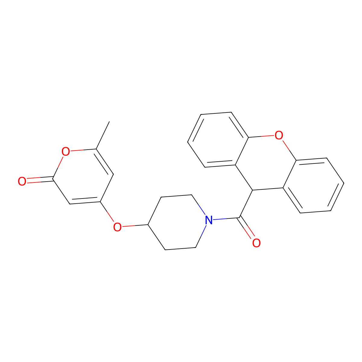 4-((1-(9H-xanthene-9-carbonyl)piperidin-4-yl)oxy)-6-methyl-2H-pyran-2-one molecular structure, CAS 1795087-36-3