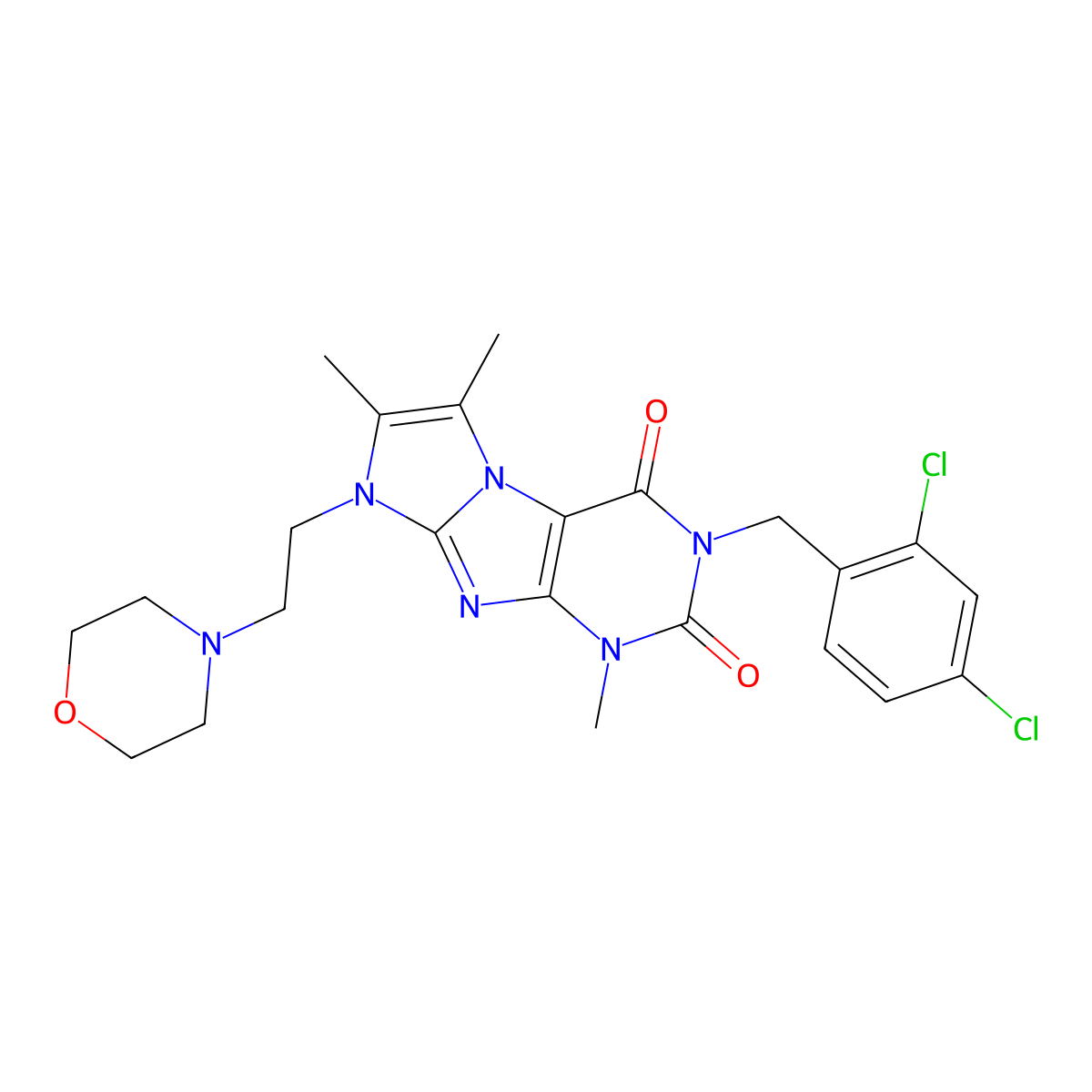 3-[(2,4-dichlorophenyl)methyl]-1,6,7-trimethyl-8-[2-(morpholin-4-yl)ethyl]-1H,2H,3H,4H,8H-imidazo[1,2-g]purine-2,4-dione molecular structure, CAS 1795087-40-9