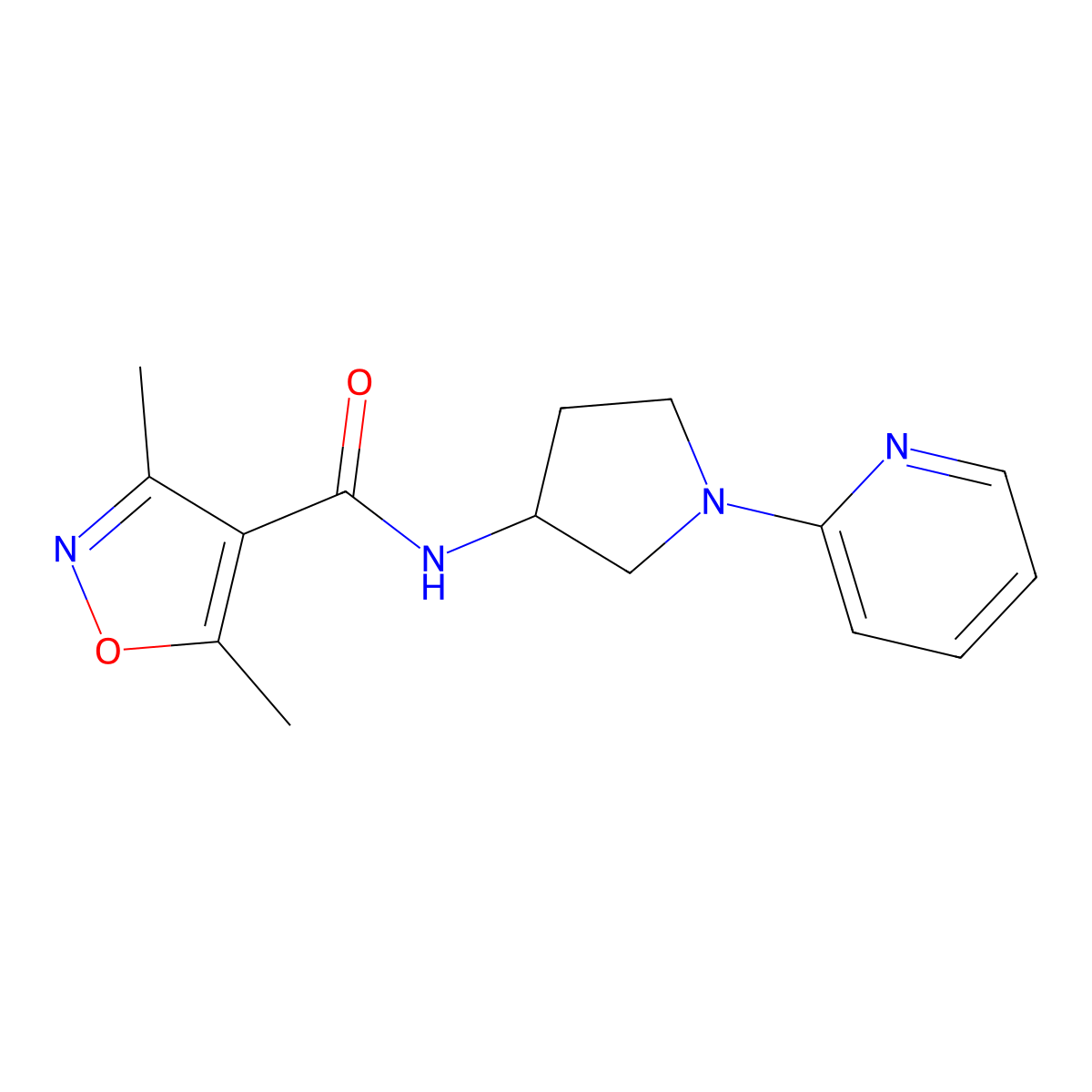 3,5-dimethyl-N-(1-(pyridin-2-yl)pyrrolidin-3-yl)isoxazole-4-carboxamide molecular structure, CAS 1795087-42-1