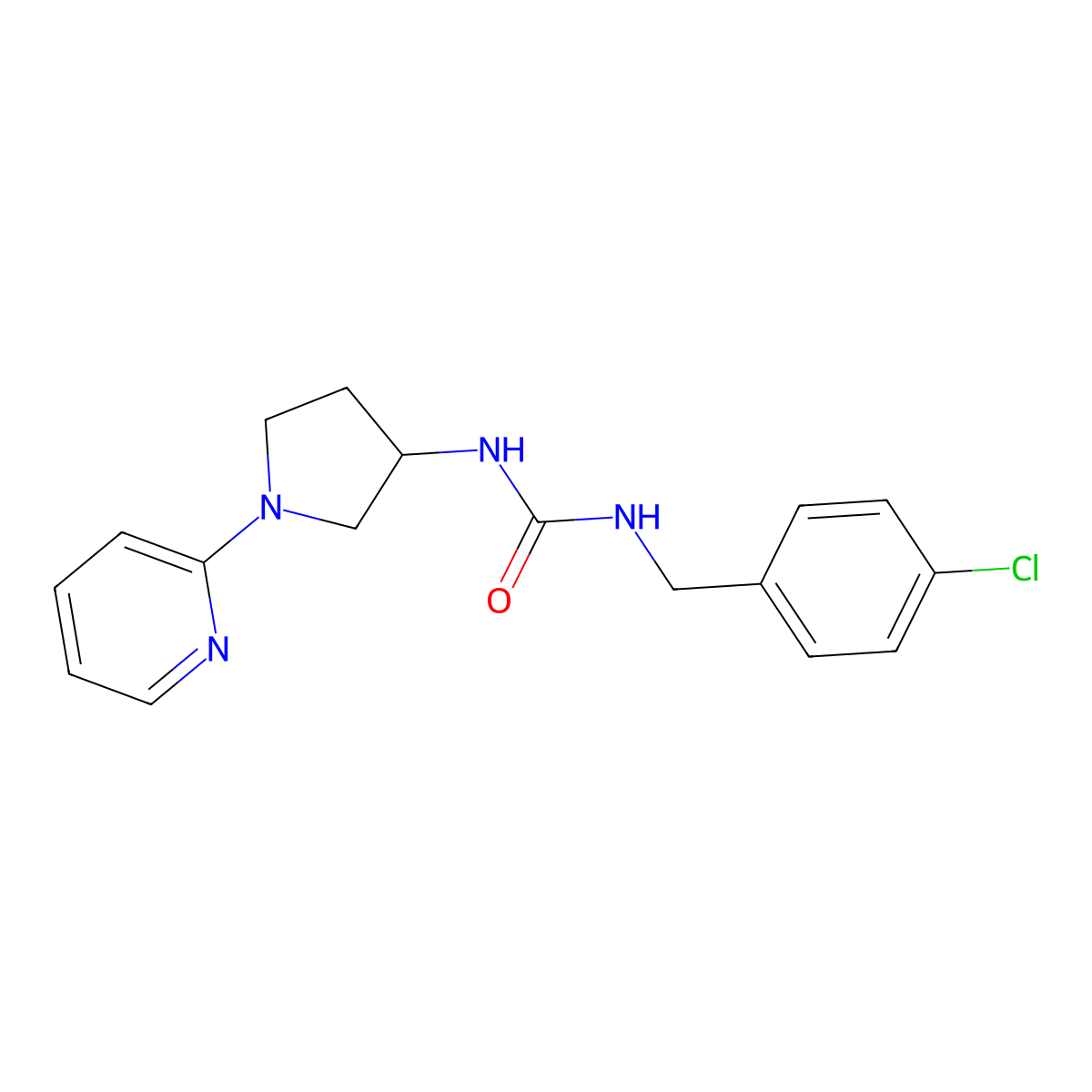 1-(4-Chlorobenzyl)-3-(1-(pyridin-2-yl)pyrrolidin-3-yl)urea molecular structure, CAS 1795087-48-7
