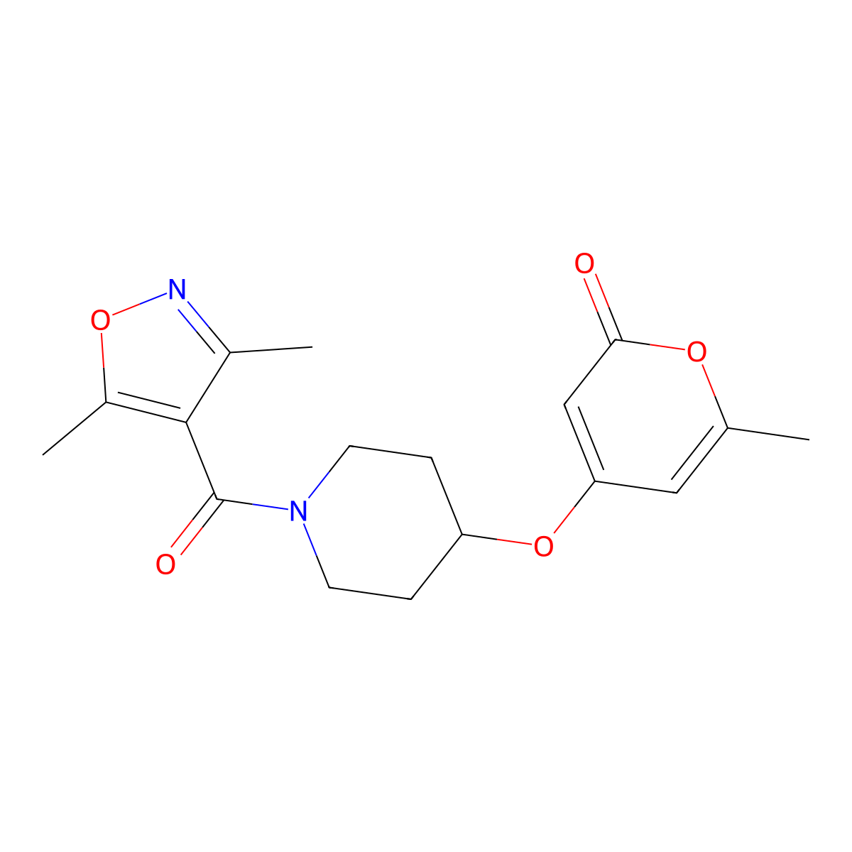 4-((1-(3,5-dimethylisoxazole-4-carbonyl)piperidin-4-yl)oxy)-6-methyl-2H-pyran-2-one molecular structure, CAS 1795087-49-8