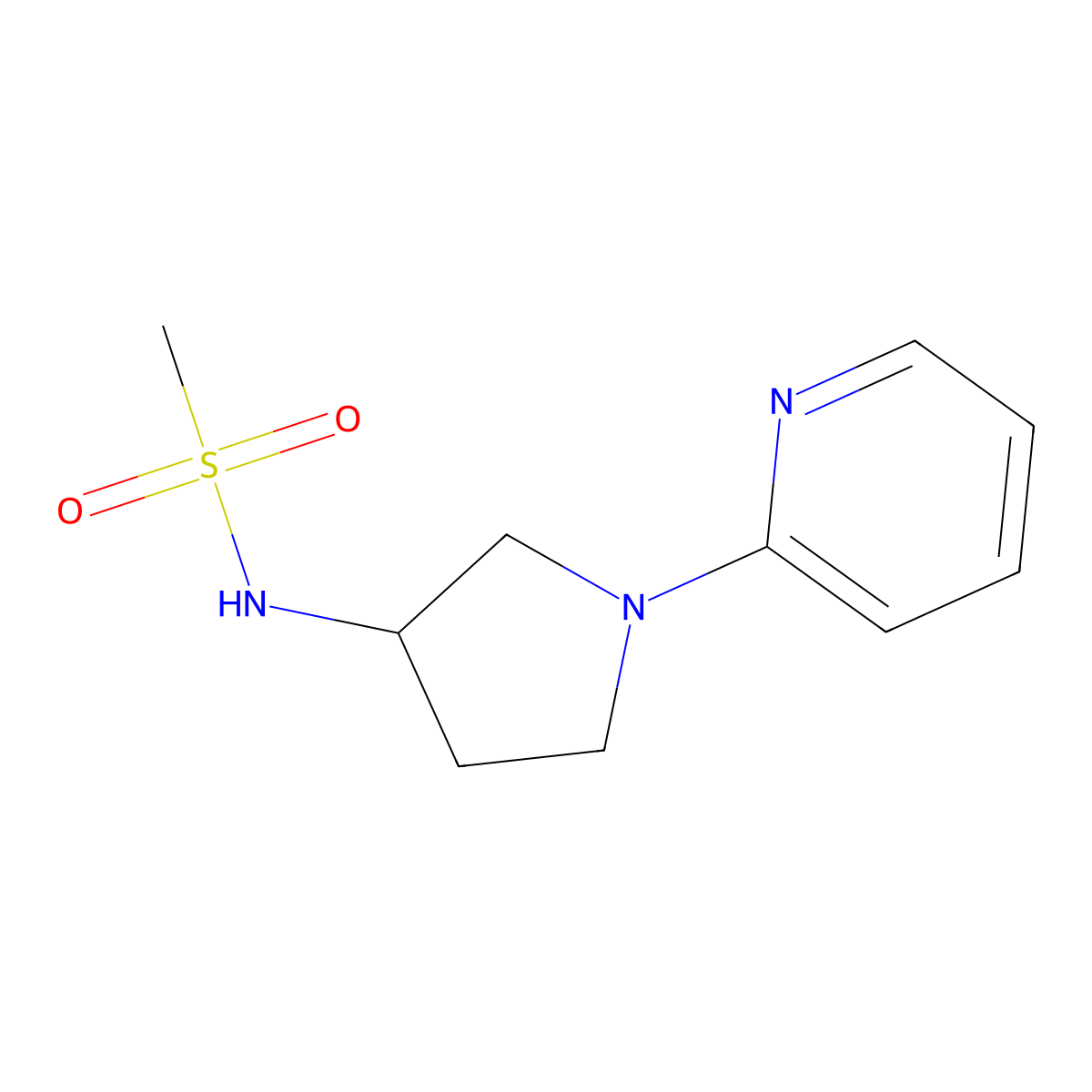N-(1-(pyridin-2-yl)pyrrolidin-3-yl)methanesulfonamide molecular structure, CAS 1795087-56-7