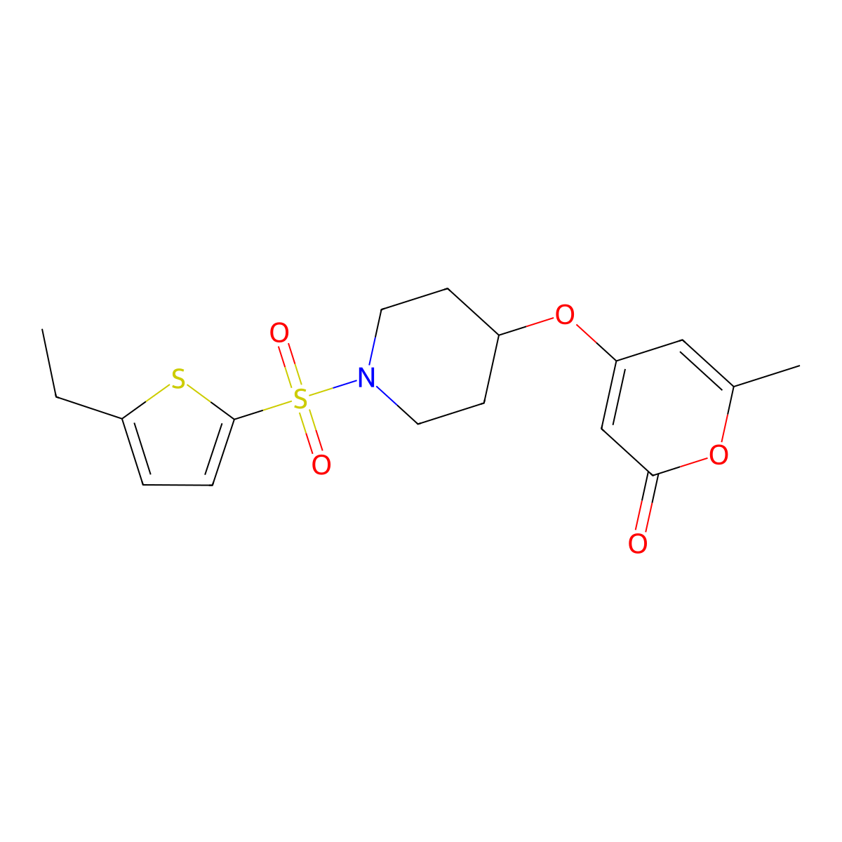 4-({1-[(5-ethylthiophen-2-yl)sulfonyl]piperidin-4-yl}oxy)-6-methyl-2H-pyran-2-one molecular structure, CAS 1795087-62-5