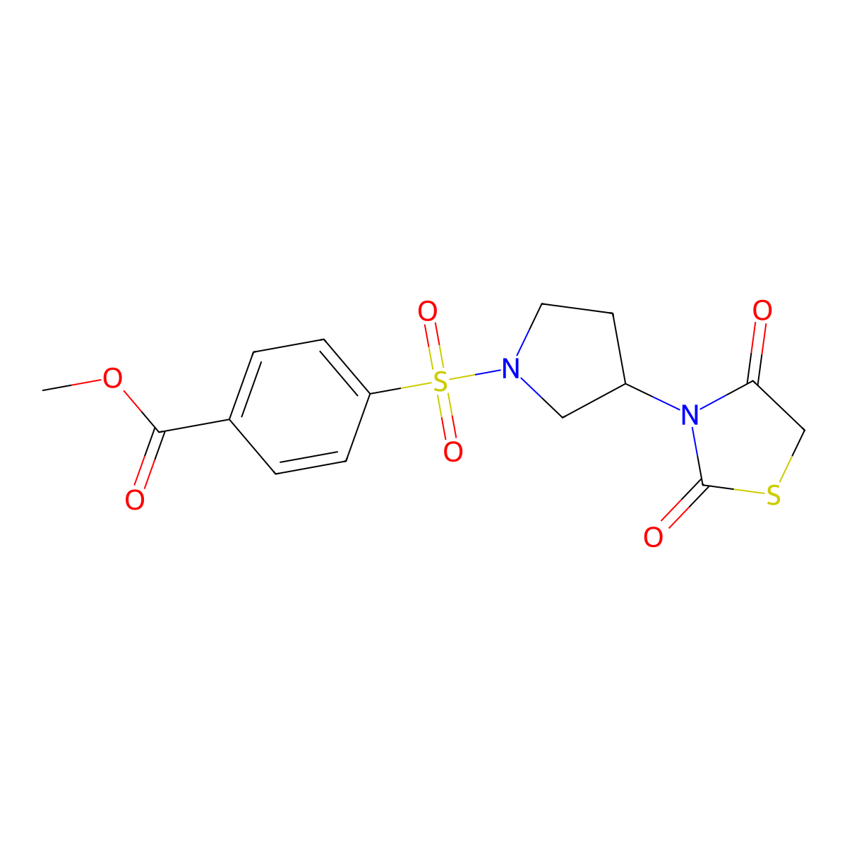 Methyl 4-((3-(2,4-dioxothiazolidin-3-yl)pyrrolidin-1-yl)sulfonyl)benzoate molecular structure, CAS 1795087-91-0