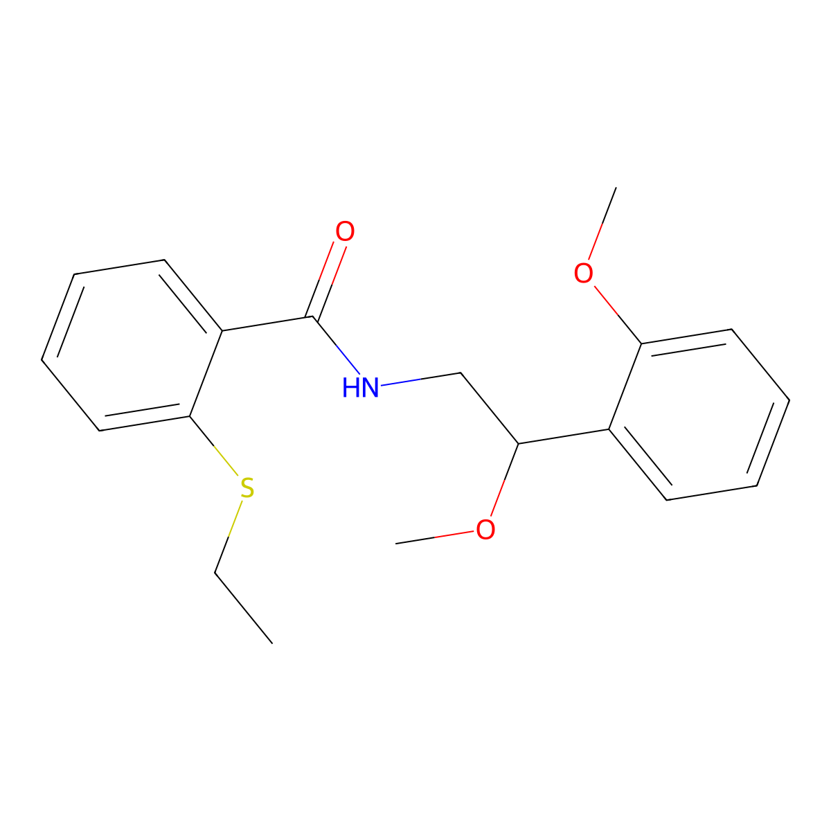 2-(ethylthio)-N-(2-methoxy-2-(2-methoxyphenyl)ethyl)benzamide molecular structure, CAS 1795088-01-5