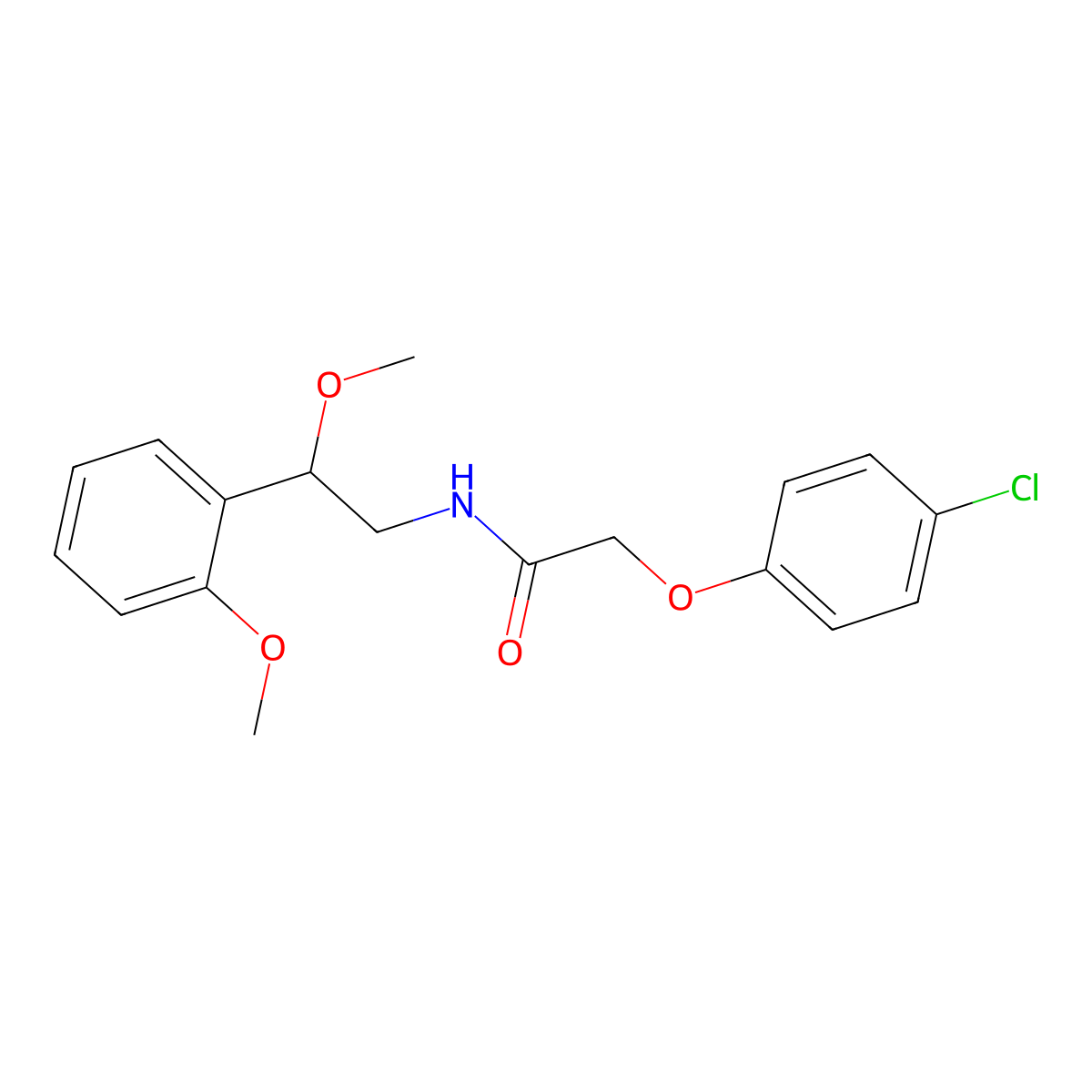 2-(4-chlorophenoxy)-N-[2-methoxy-2-(2-methoxyphenyl)ethyl]acetamide molecular structure, CAS 1795088-04-8