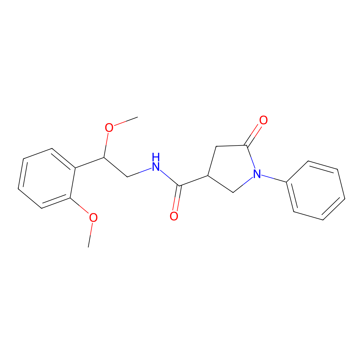 N-[2-methoxy-2-(2-methoxyphenyl)ethyl]-5-oxo-1-phenylpyrrolidine-3-carboxamide molecular structure, CAS 1795088-09-3