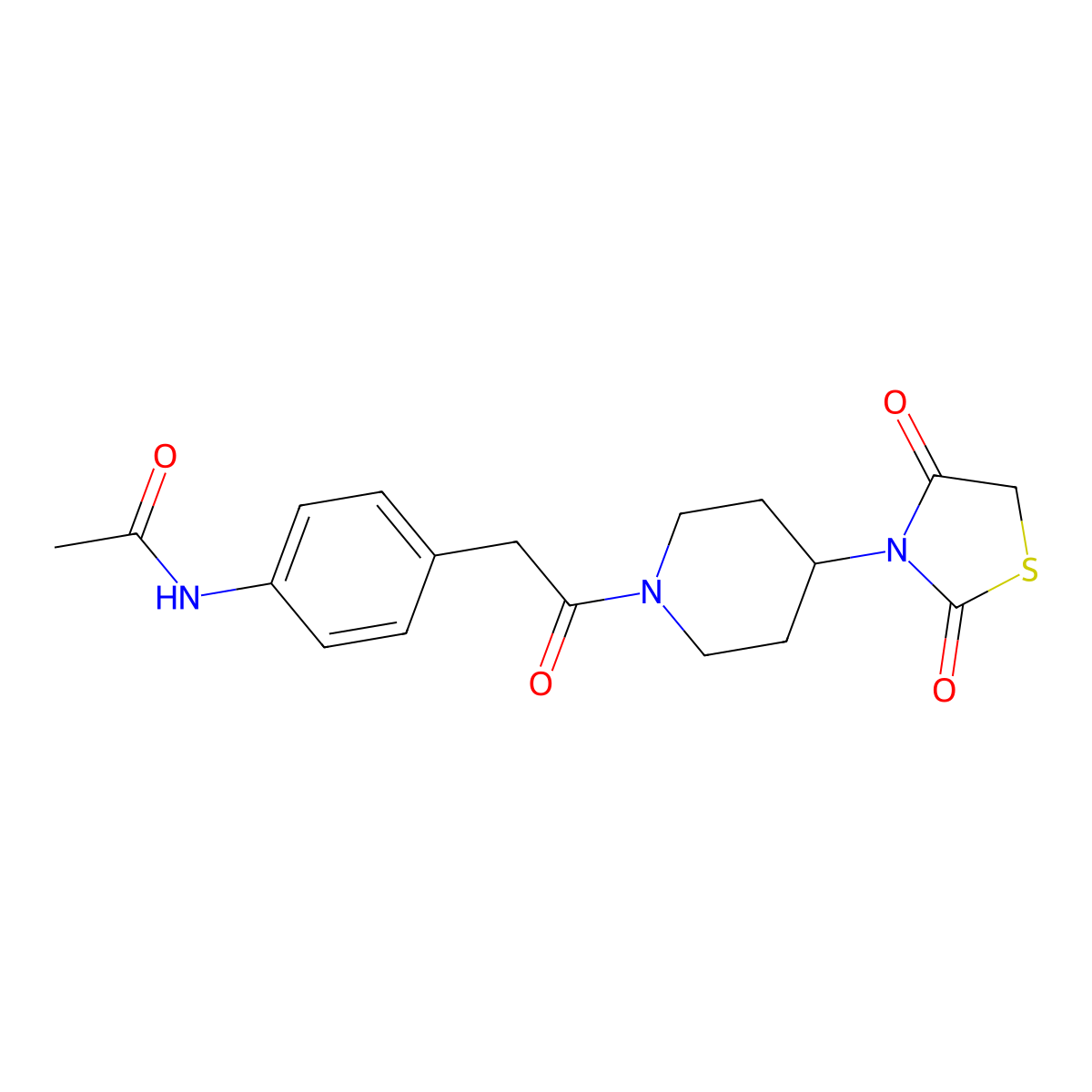 N-(4-(2-(4-(2,4-dioxothiazolidin-3-yl)piperidin-1-yl)-2-oxoethyl)phenyl)acetamide molecular structure, CAS 1795088-14-0