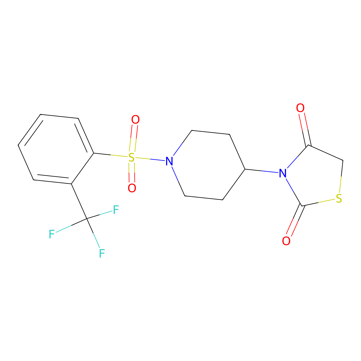 3-(1-((2-(Trifluoromethyl)phenyl)sulfonyl)piperidin-4-yl)thiazolidine-2,4-dione molecular structure, CAS 1795088-21-9