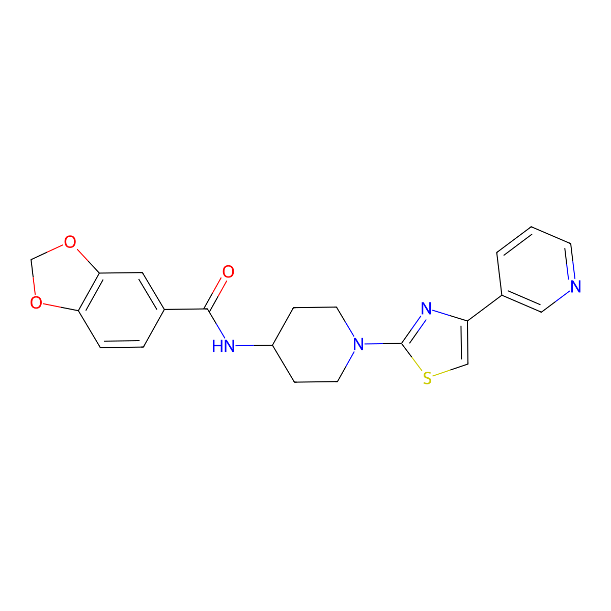 N-(1-(4-(pyridin-3-yl)thiazol-2-yl)piperidin-4-yl)benzo[d][1,3]dioxole-5-carboxamide molecular structure, CAS 1795088-29-7