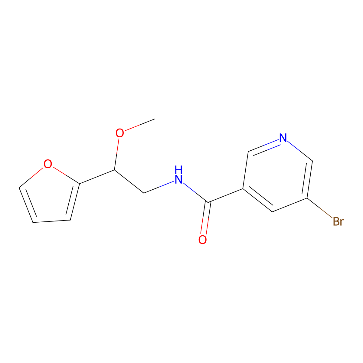 5-bromo-N-(2-(furan-2-yl)-2-methoxyethyl)nicotinamide molecular structure, CAS 1795088-36-6