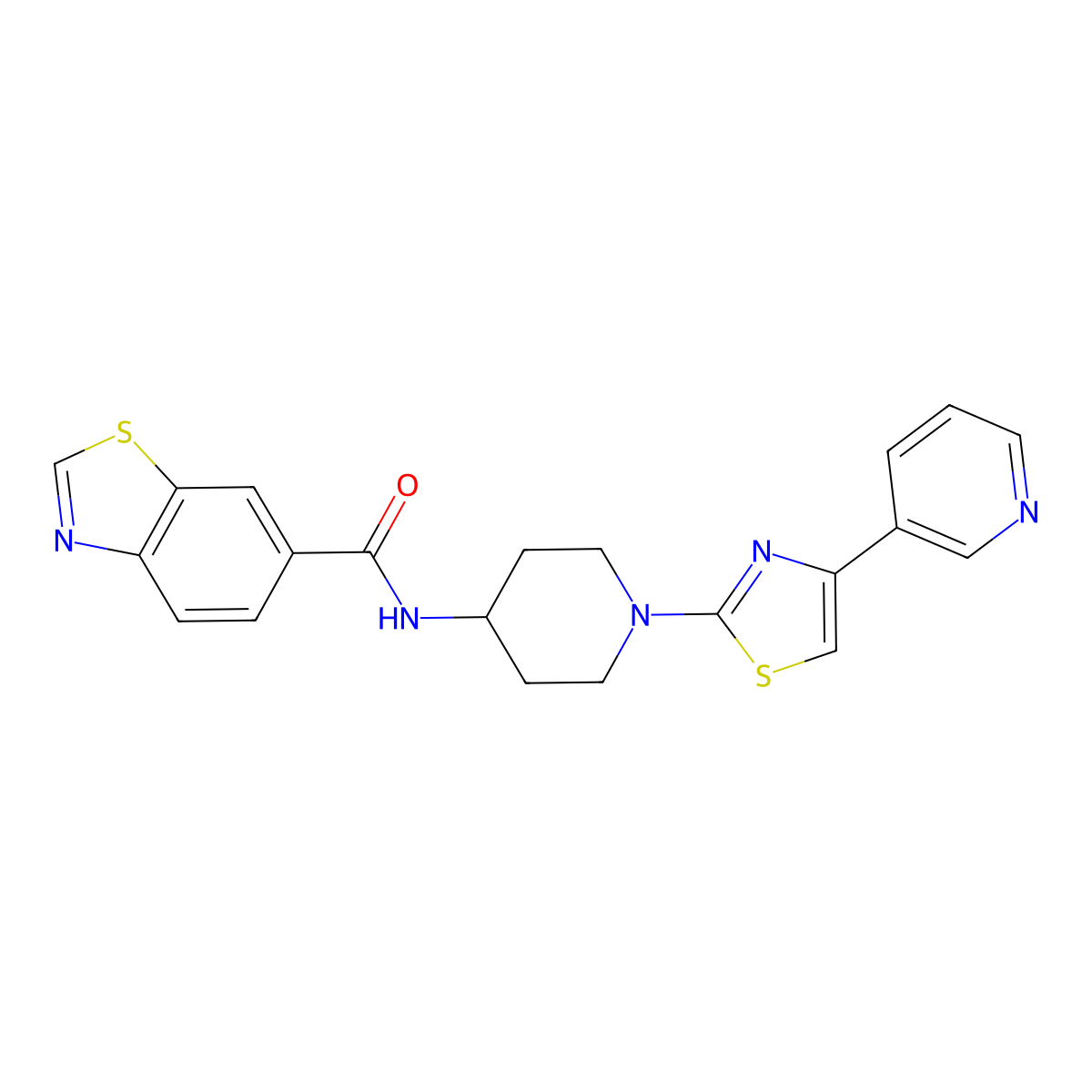 N-(1-(4-(pyridin-3-yl)thiazol-2-yl)piperidin-4-yl)benzo[d]thiazole-6-carboxamide molecular structure, CAS 1795088-38-8