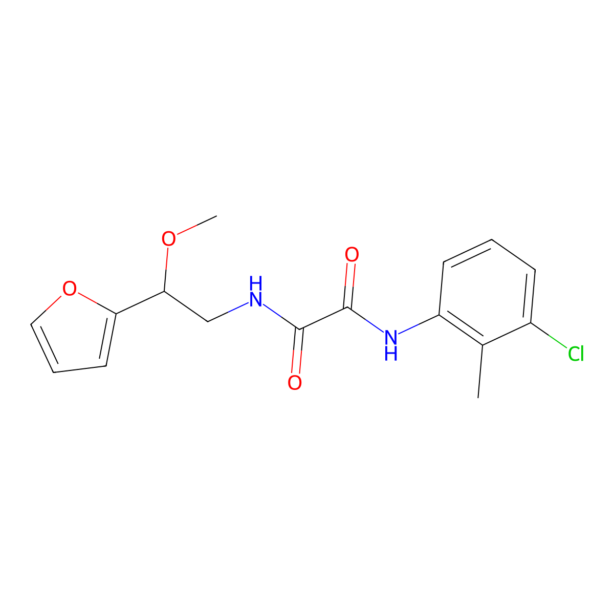 N1-(3-chloro-2-methylphenyl)-N2-(2-(furan-2-yl)-2-methoxyethyl)oxalamide molecular structure, CAS 1795088-49-1