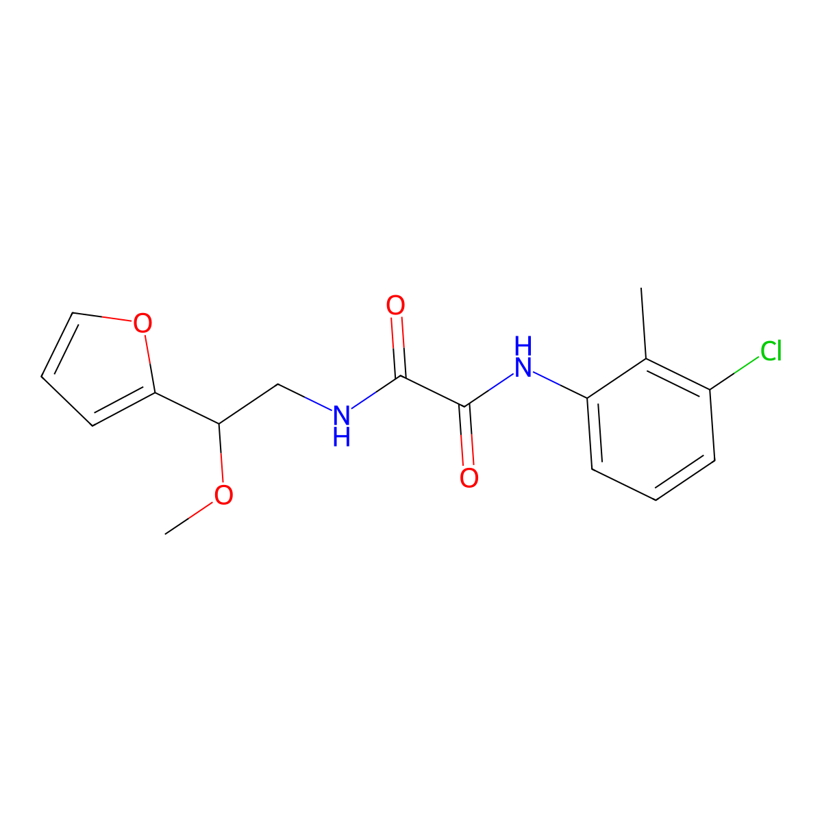 N1-(3-chloro-2-methylphenyl)-N2-(2-(furan-2-yl)-2-methoxyethyl)oxalamide molecular structure, CAS 1795088-49-1