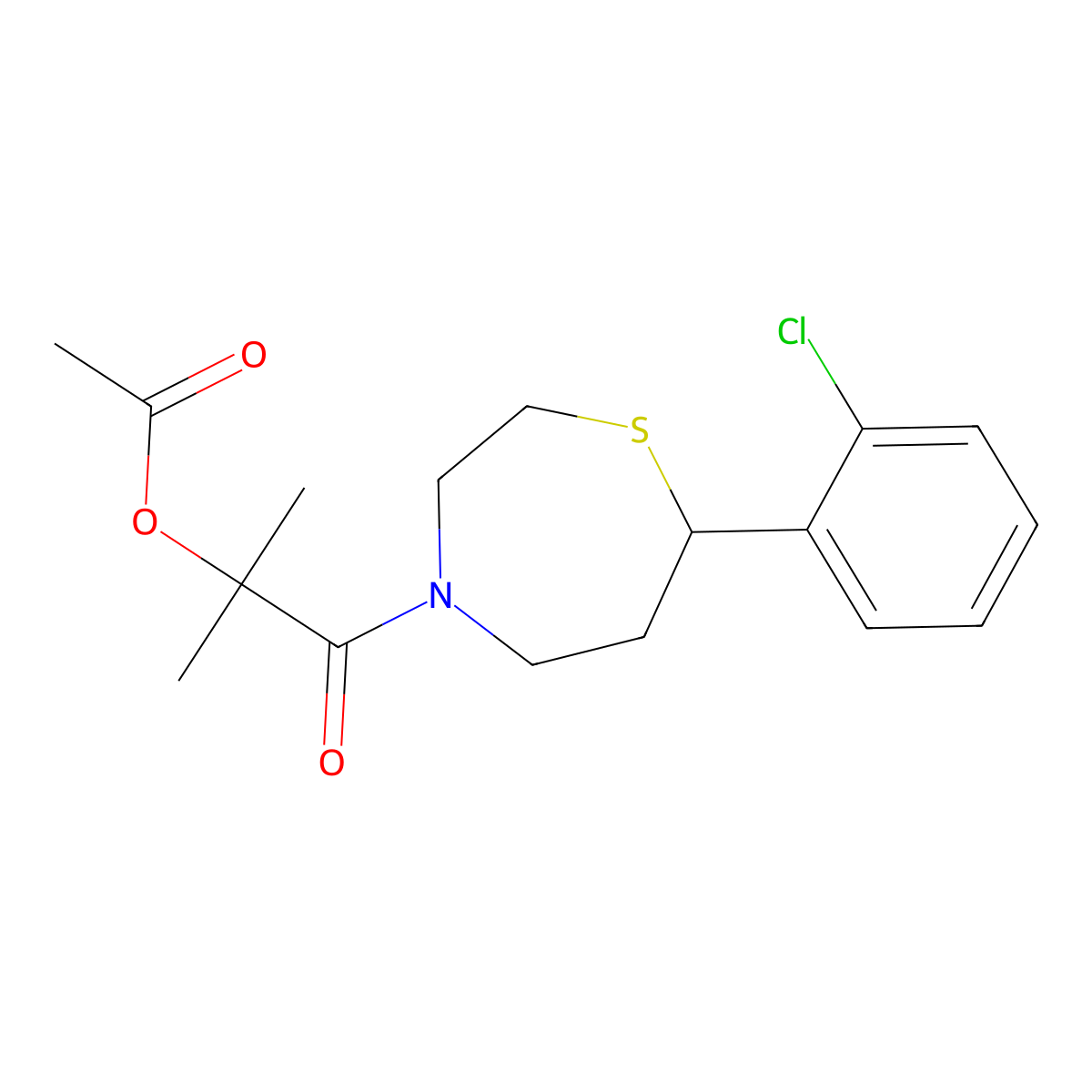1-(7-(2-Chlorophenyl)-1,4-thiazepan-4-yl)-2-methyl-1-oxopropan-2-yl acetate molecular structure, CAS 1795088-56-0
