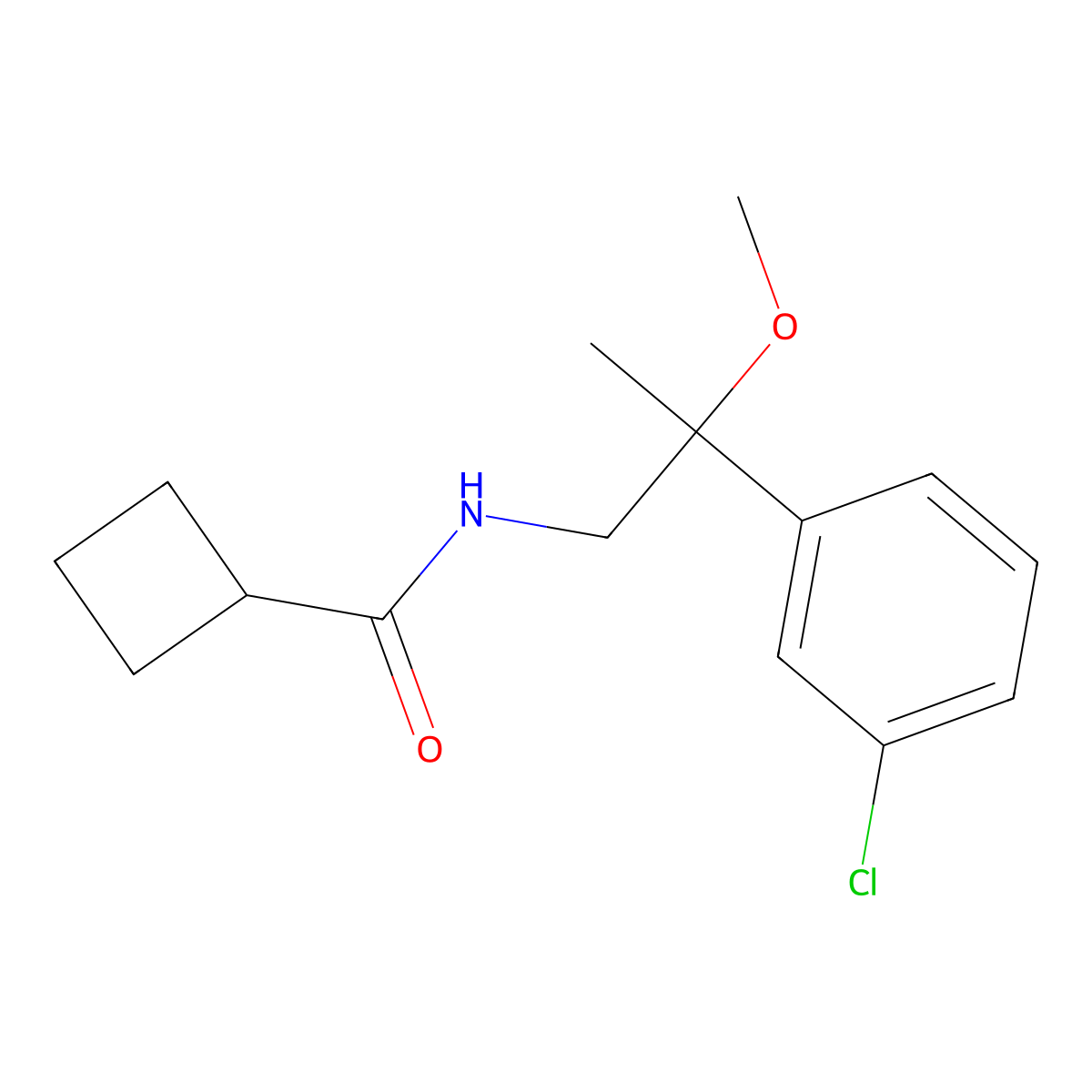 N-[2-(3-chlorophenyl)-2-methoxypropyl]cyclobutanecarboxamide molecular structure, CAS 1795088-59-3