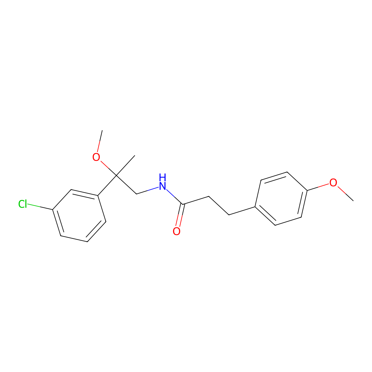 N-[2-(3-chlorophenyl)-2-methoxypropyl]-3-(4-methoxyphenyl)propanamide molecular structure, CAS 1795088-64-0