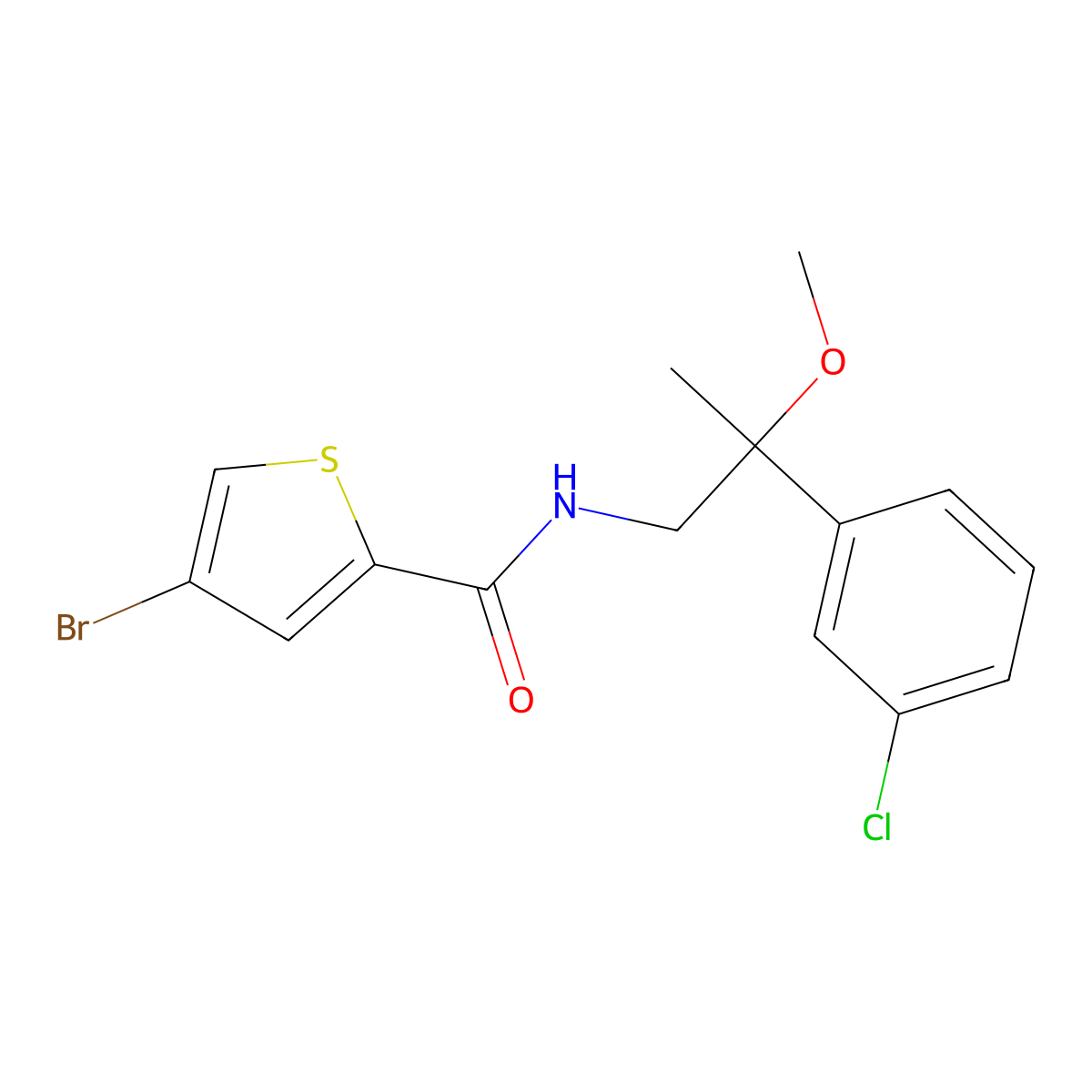 4-bromo-N-[2-(3-chlorophenyl)-2-methoxypropyl]thiophene-2-carboxamide molecular structure, CAS 1795088-77-5