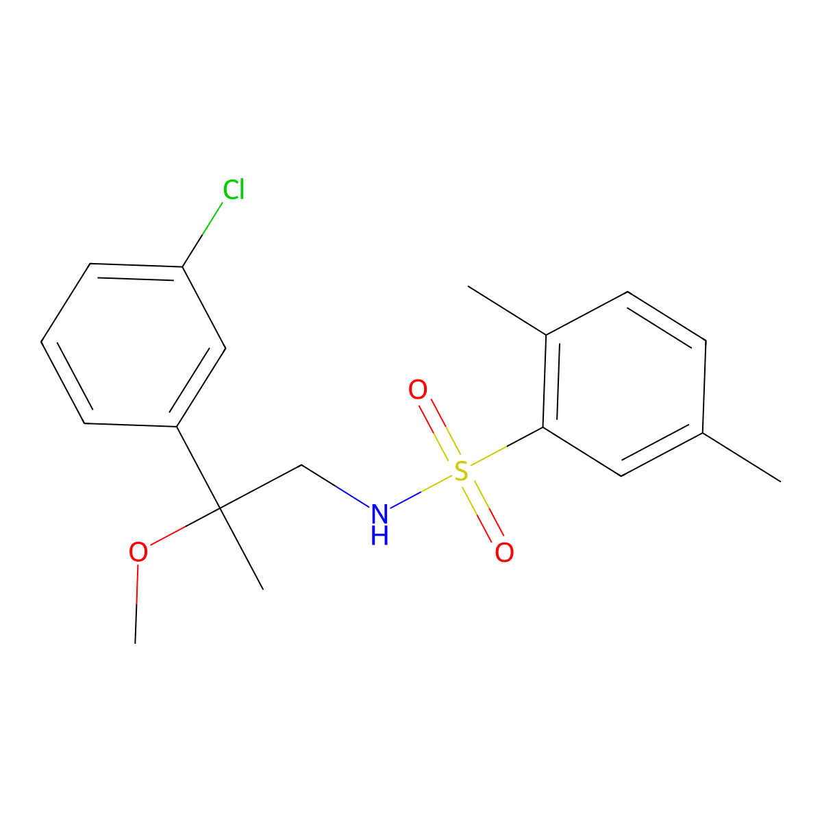 N-(2-(3-chlorophenyl)-2-methoxypropyl)-2,5-dimethylbenzenesulfonamide molecular structure, CAS 1795088-88-8