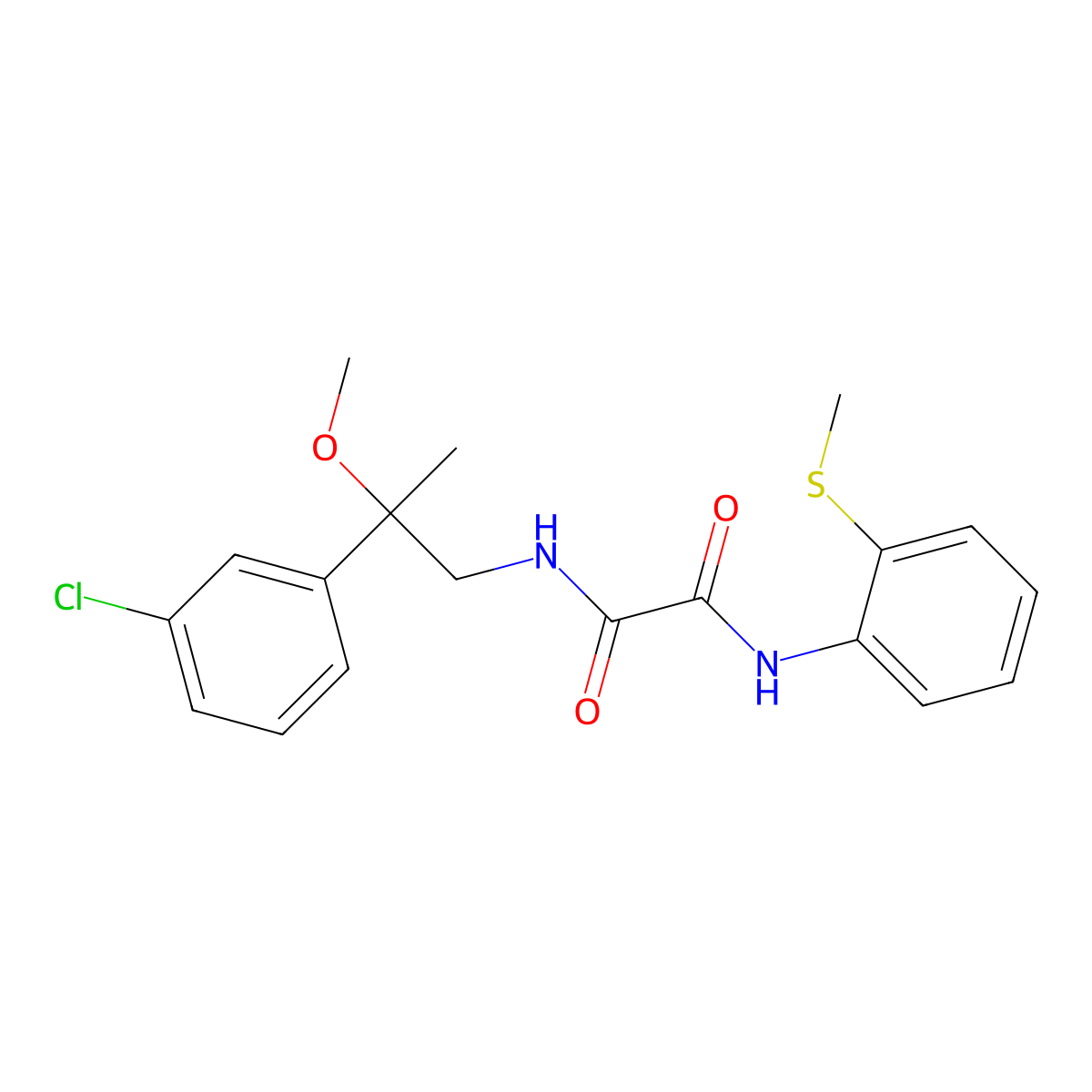 N1-(2-(3-chlorophenyl)-2-methoxypropyl)-N2-(2-(methylthio)phenyl)oxalamide molecular structure, CAS 1795088-92-4