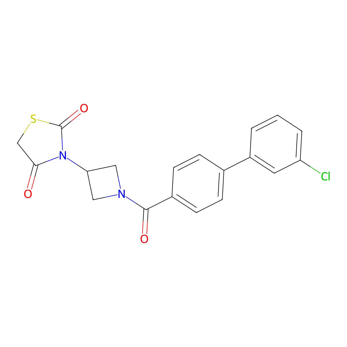 3-(1-(3'-Chloro-[1,1'-biphenyl]-4-carbonyl)azetidin-3-yl)thiazolidine-2,4-dione molecular structure, CAS 1795089-33-6