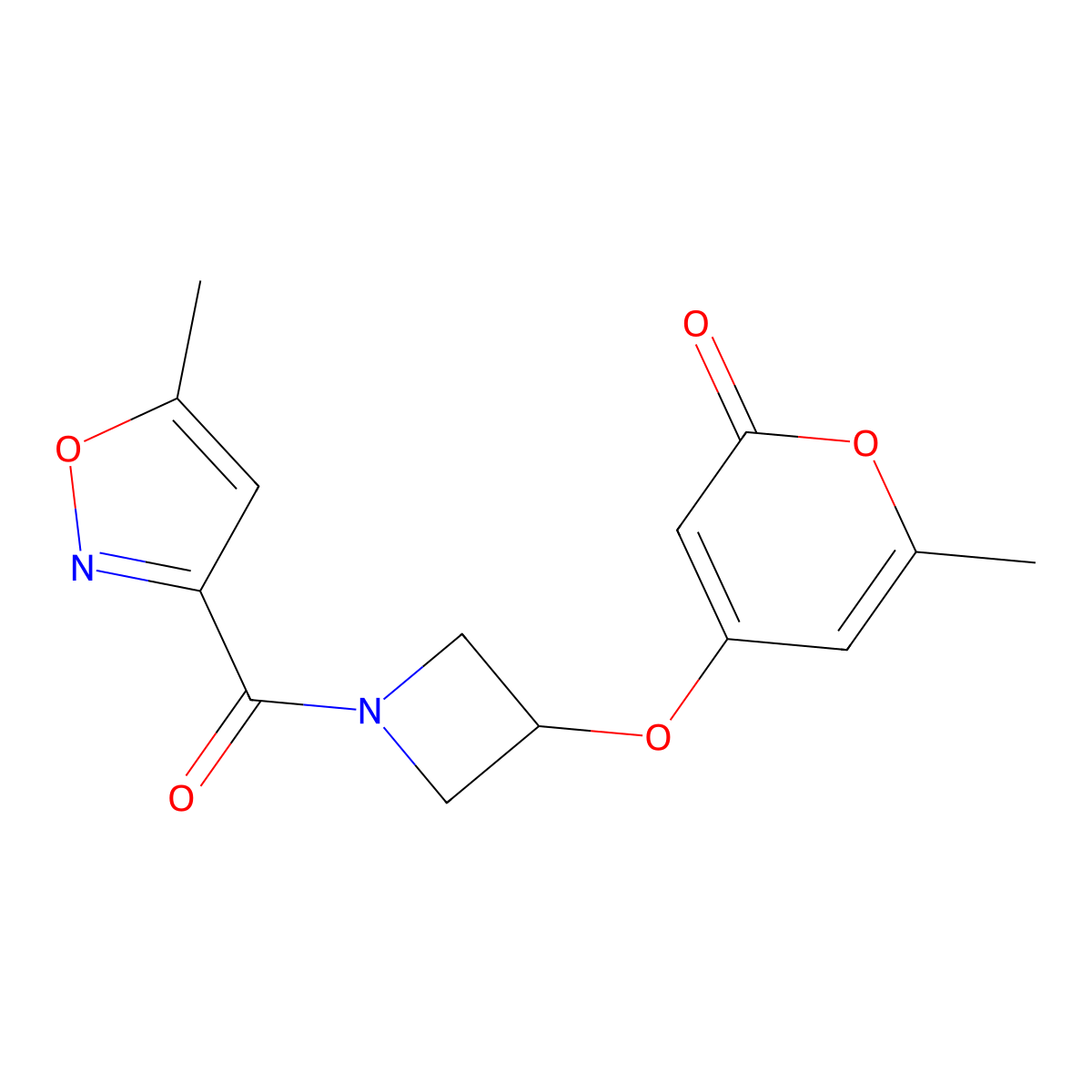 6-methyl-4-((1-(5-methylisoxazole-3-carbonyl)azetidin-3-yl)oxy)-2H-pyran-2-one molecular structure, CAS 1795089-42-7