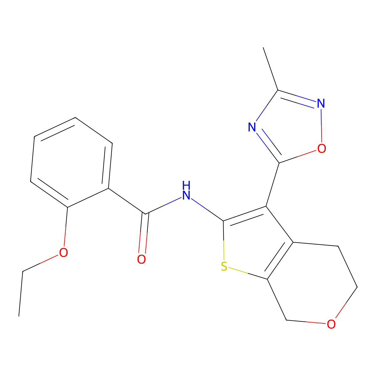 2-ethoxy-N-(3-(3-methyl-1,2,4-oxadiazol-5-yl)-5,7-dihydro-4H-thieno[2,3-c]pyran-2-yl)benzamide molecular structure, CAS 1795089-45-0