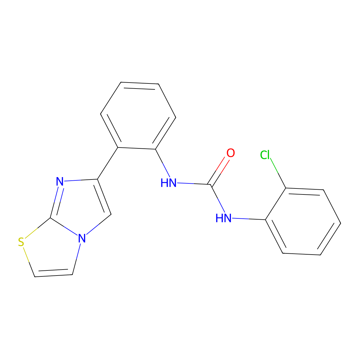 1-(2-Chlorophenyl)-3-(2-(imidazo[2,1-b]thiazol-6-yl)phenyl)urea molecular structure, CAS 1795089-52-9