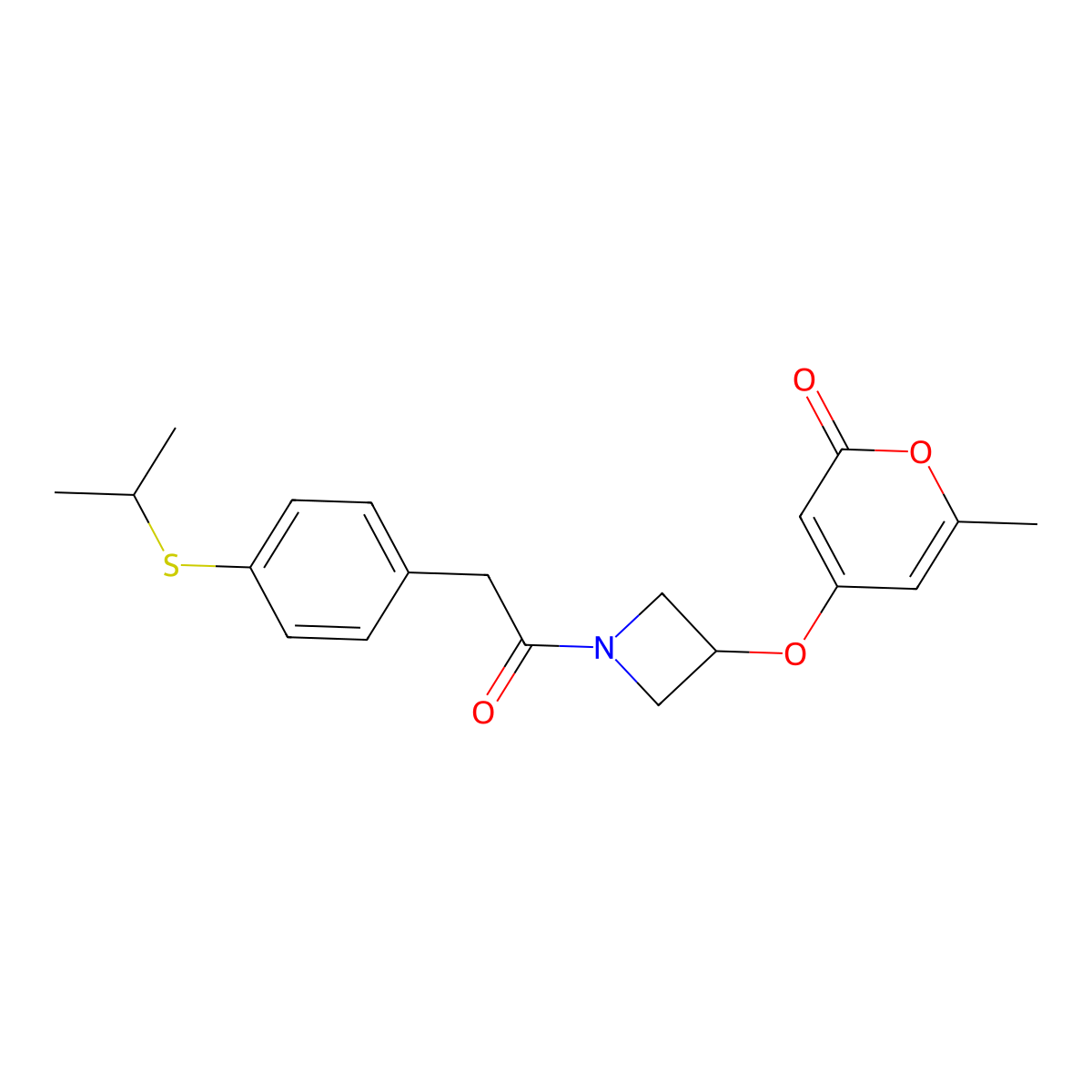 4-((1-(2-(4-(isopropylthio)phenyl)acetyl)azetidin-3-yl)oxy)-6-methyl-2H-pyran-2-one molecular structure, CAS 1795089-55-2