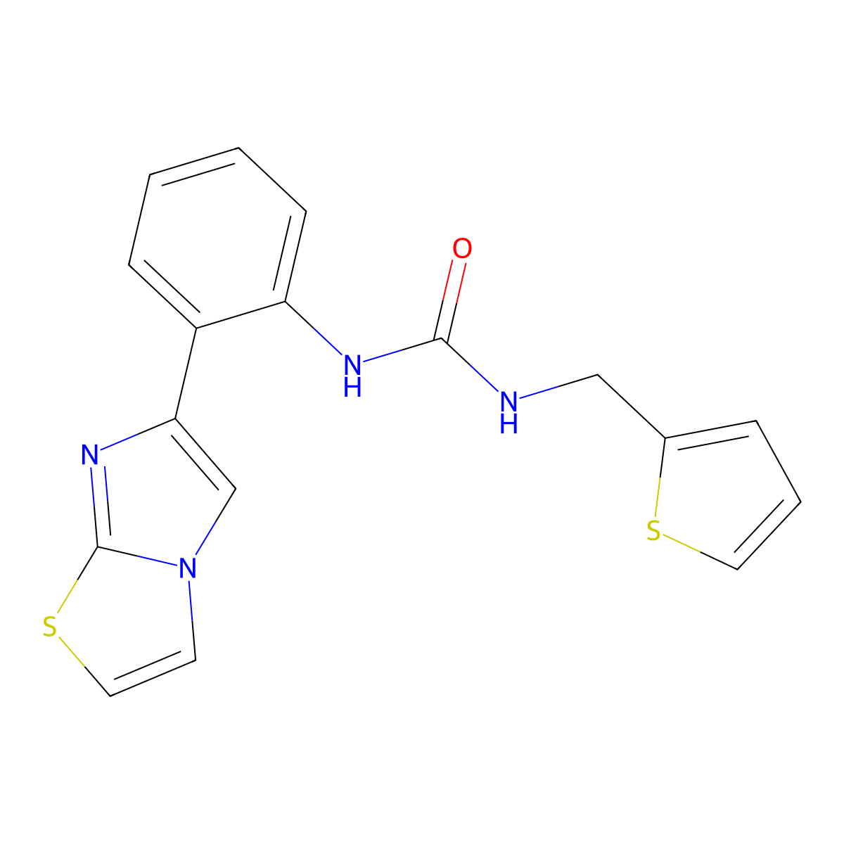 1-(2-(Imidazo[2,1-b]thiazol-6-yl)phenyl)-3-(thiophen-2-ylmethyl)urea molecular structure, CAS 1795089-61-0
